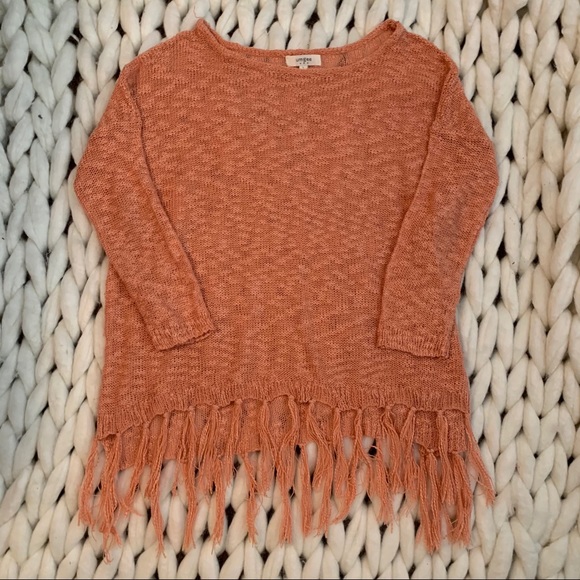 🎉HP🎉 Umgee Pink/Coral Boho Fringe Sweater Large - Picture 2 of 7